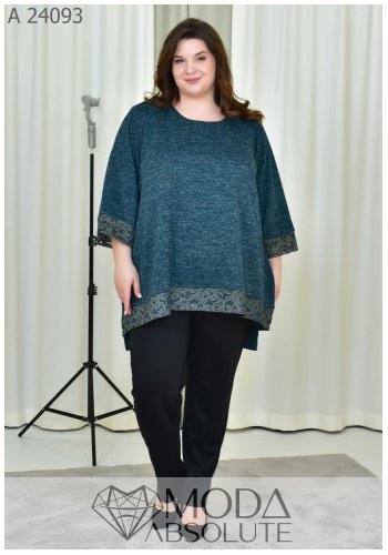 Жіноча туніка Oversize з ангори з гіпюром А 24093
